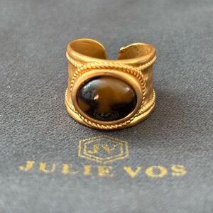 New Julie Vos Gold Ring with Black Stone